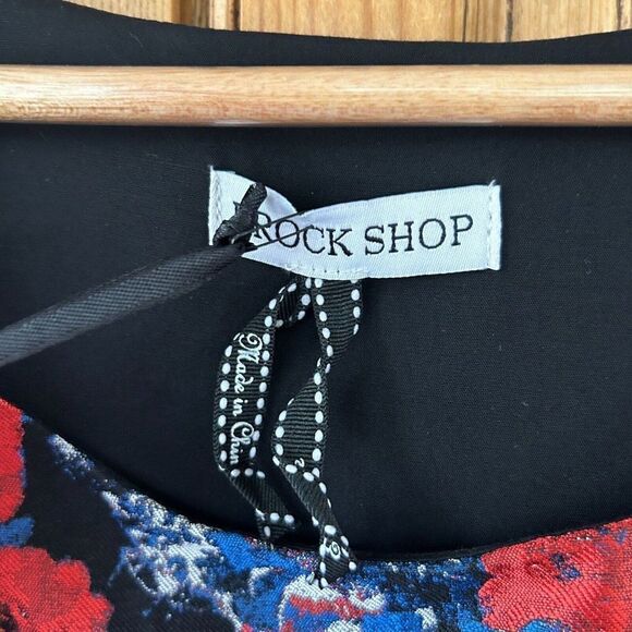 NWT‎ Frock Shop XL Black Red Sleeveless Floral Dress - Picture 4 of 14